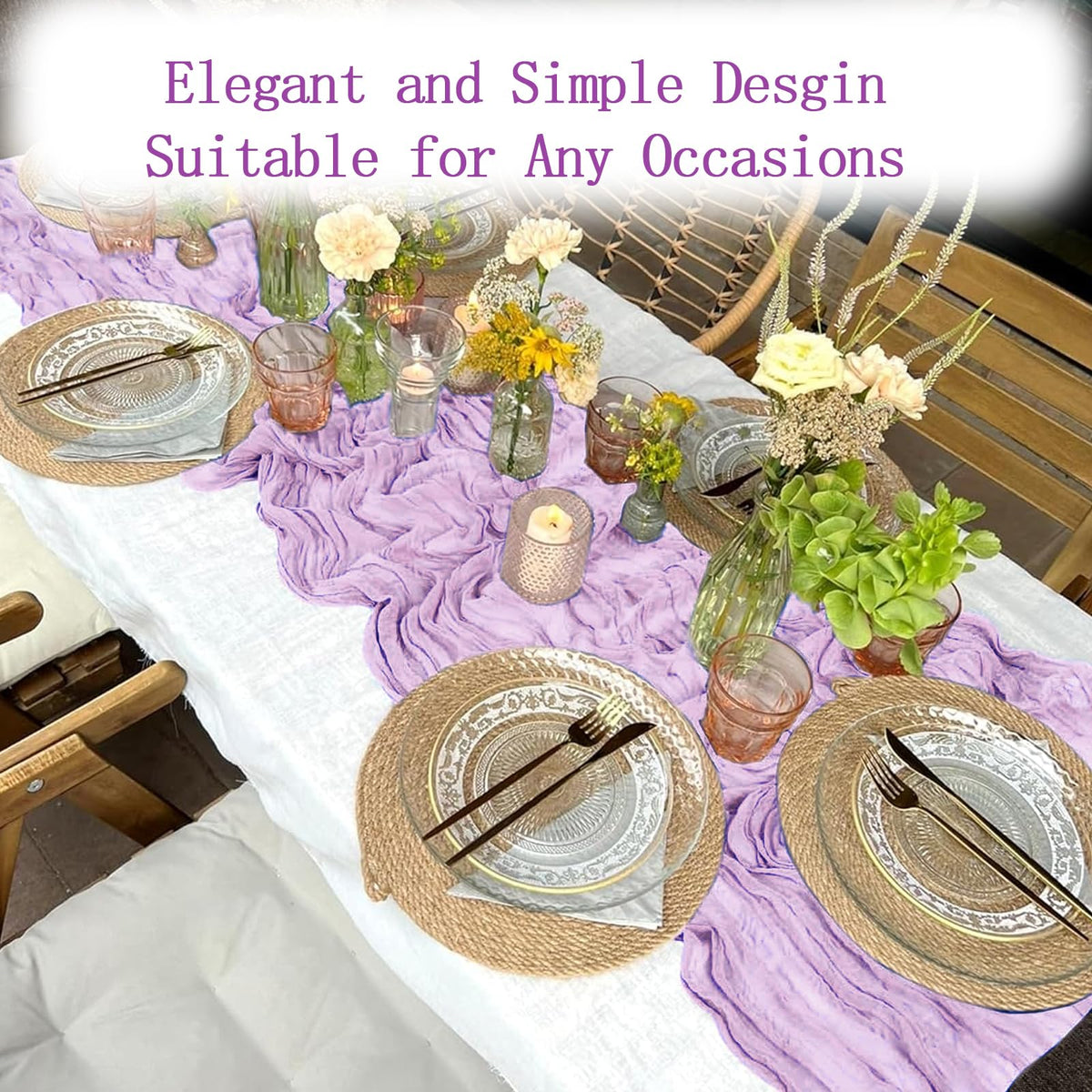 ACSUIT lavender table runner hanging drape ideal for arch backdrops