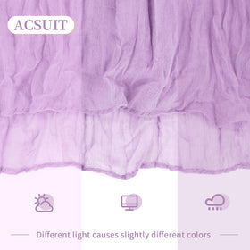 ACSUIT lavender cheesecloth table runner with candles and flowers enhances rustic decor