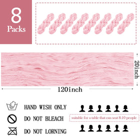 ACSUIT light pink gauze table runner draped elegantly over a banquet table