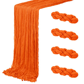 ACSUIT orange cheesecloth table runner 4-pack on table enhances romantic wedding decor.