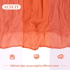 ACSUIT orange cheesecloth table runner on wedding table setup enhances cohesive decor.