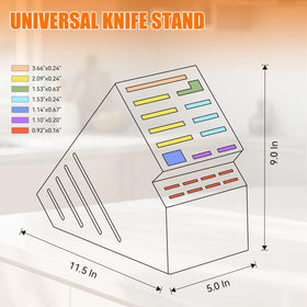 ACTESE teak knife block wide slots fit large chef and bread knives