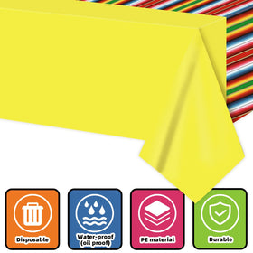Actilize serape tablecloth in blue adds vibrant color and easy cleanup after events.