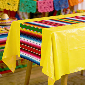 Actilize serape tablecloth in orange brings warm fiesta vibes and spill protection.
