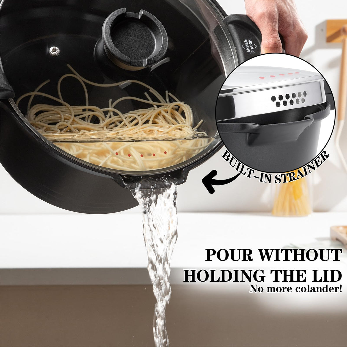 ACTIV CUISINE ceramic-coated interior and exterior for durable, easy cleanup.