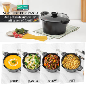 ACTIV CUISINE strainer lid offers dual drain options for versatile cooking.