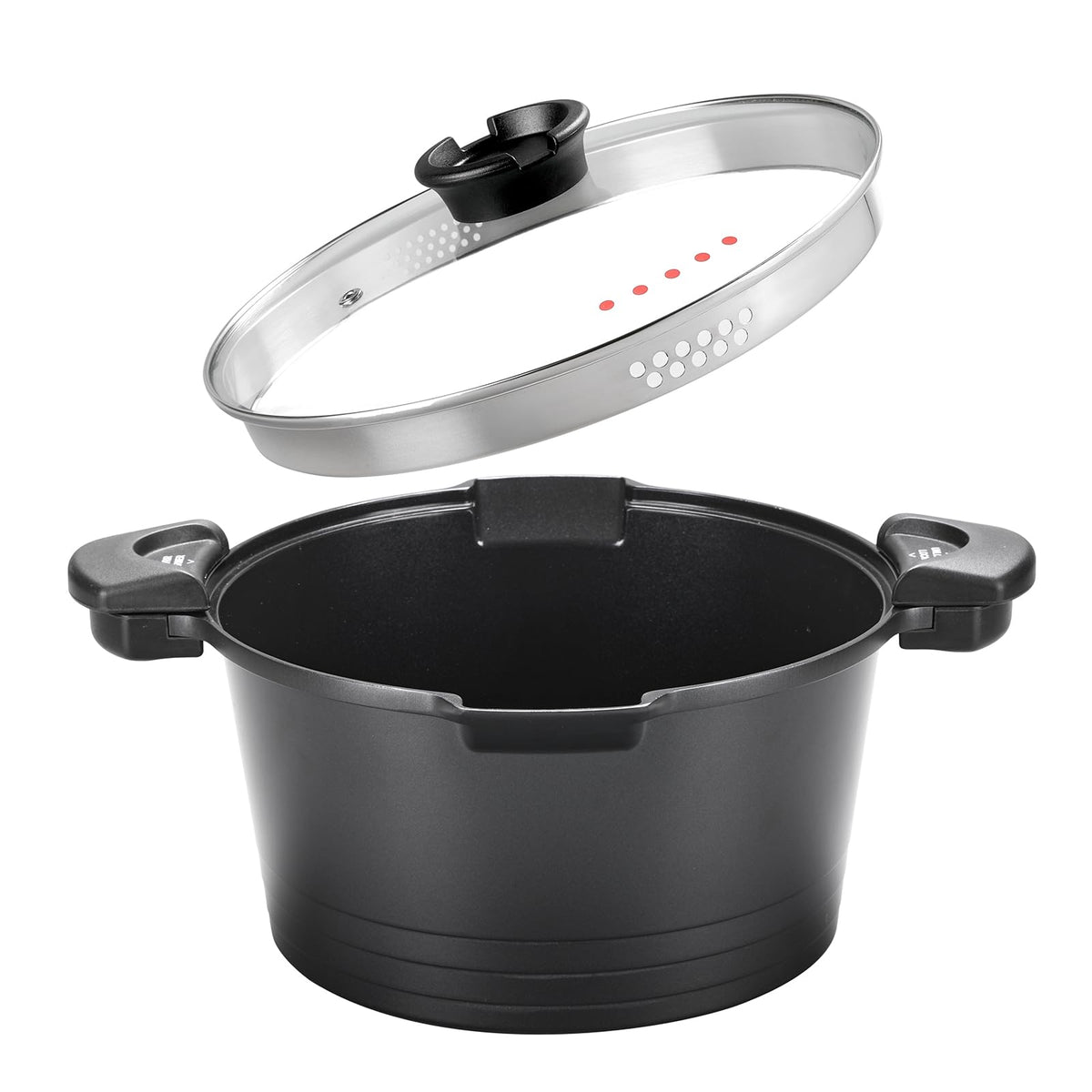 ACTIV CUISINE GREBLON coating supports metal utensils for versatile use.