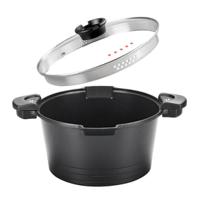 ACTIV CUISINE GREBLON coating supports metal utensils for versatile use.