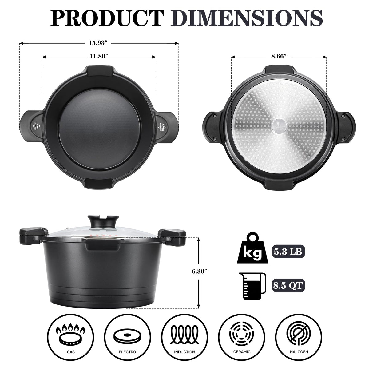 ACTIV CUISINE tempered glass lid lets you monitor progress without lifting heat.