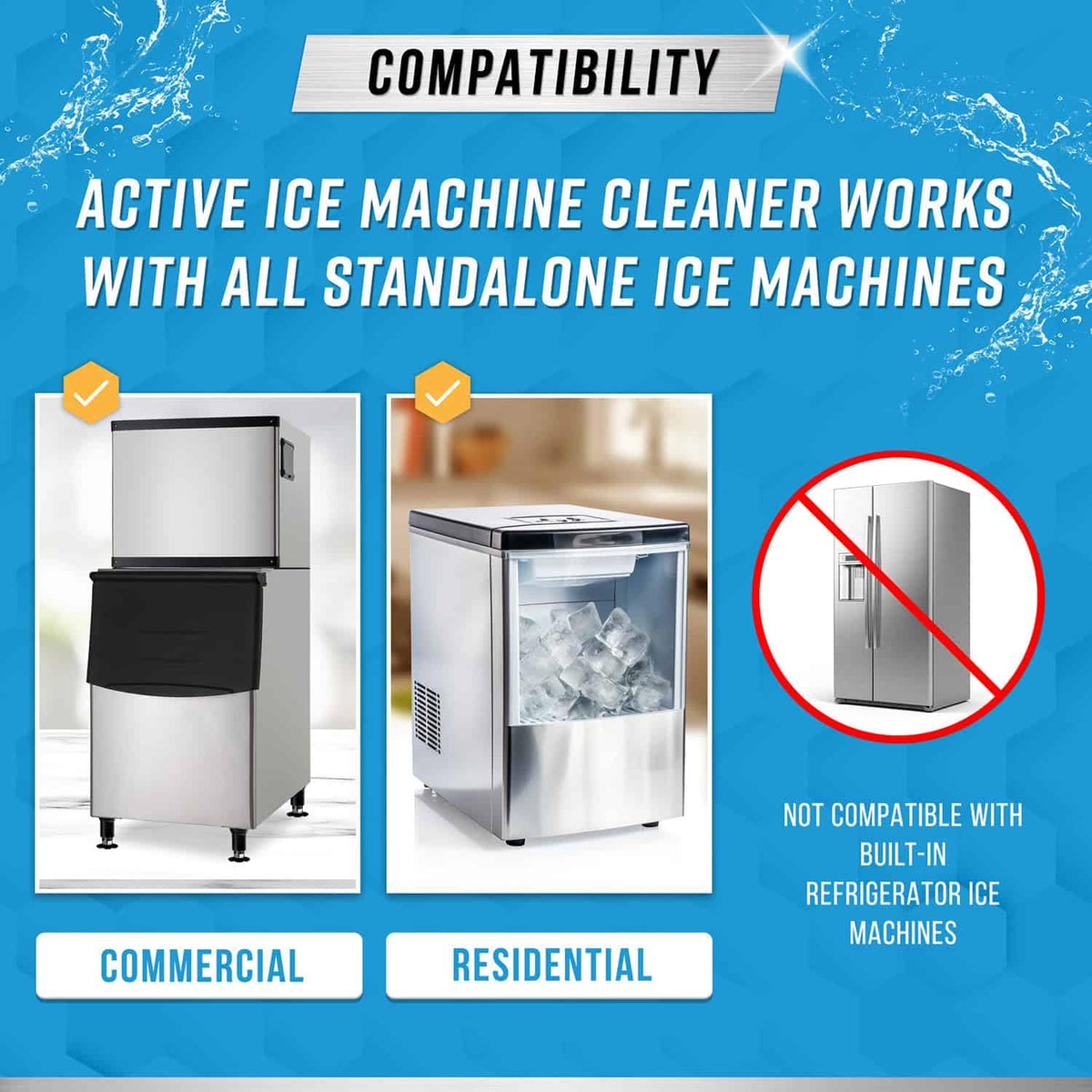 ACTIVE compatibility with Frigidaire Opal GE Profile ice makers highlighted.