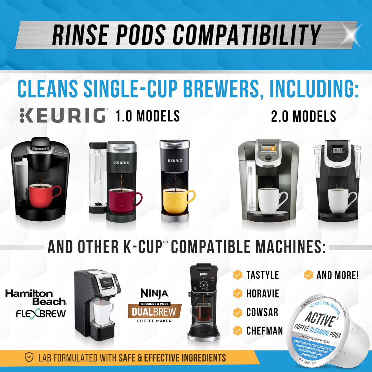ACTIVE K-Cup cleaning pod inserted into Keurig for deep clean