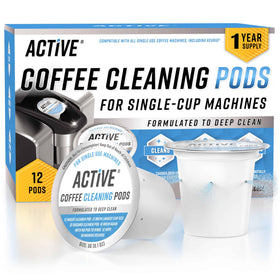 ACTIVE K-Cup cleaning pod packaging for Keurig, long-term cleaner