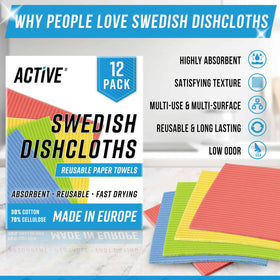 ACTIVE Swedish dishcloths 12-pack close-up texture shows absorbency