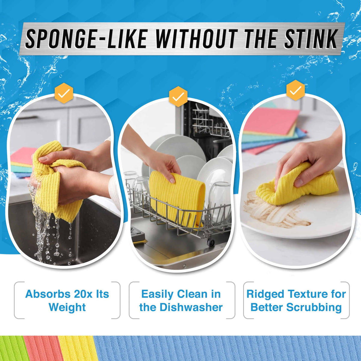 ACTIVE Swedish dishcloths 12-pack dishwasher-safe reusable alternative to paper towels