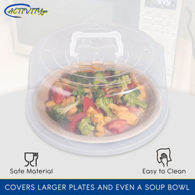 ACTIVITYYA stackable microwave covers save counter space and simplify storage.
