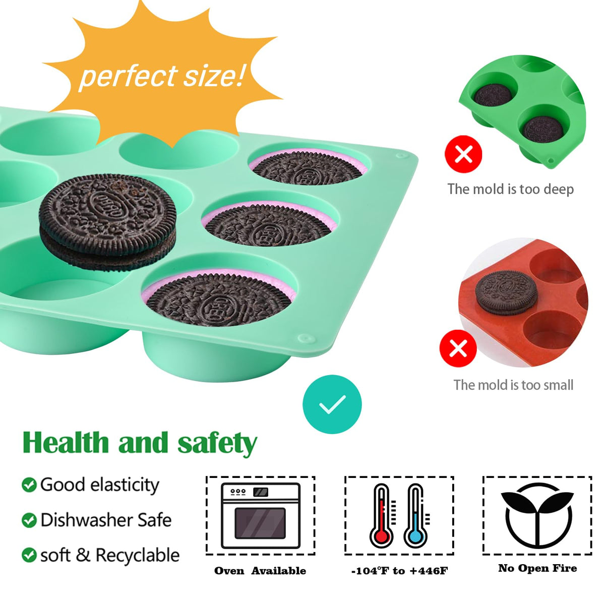 Actvty baking cups in green silicone offer non-stick convenience for muffins.