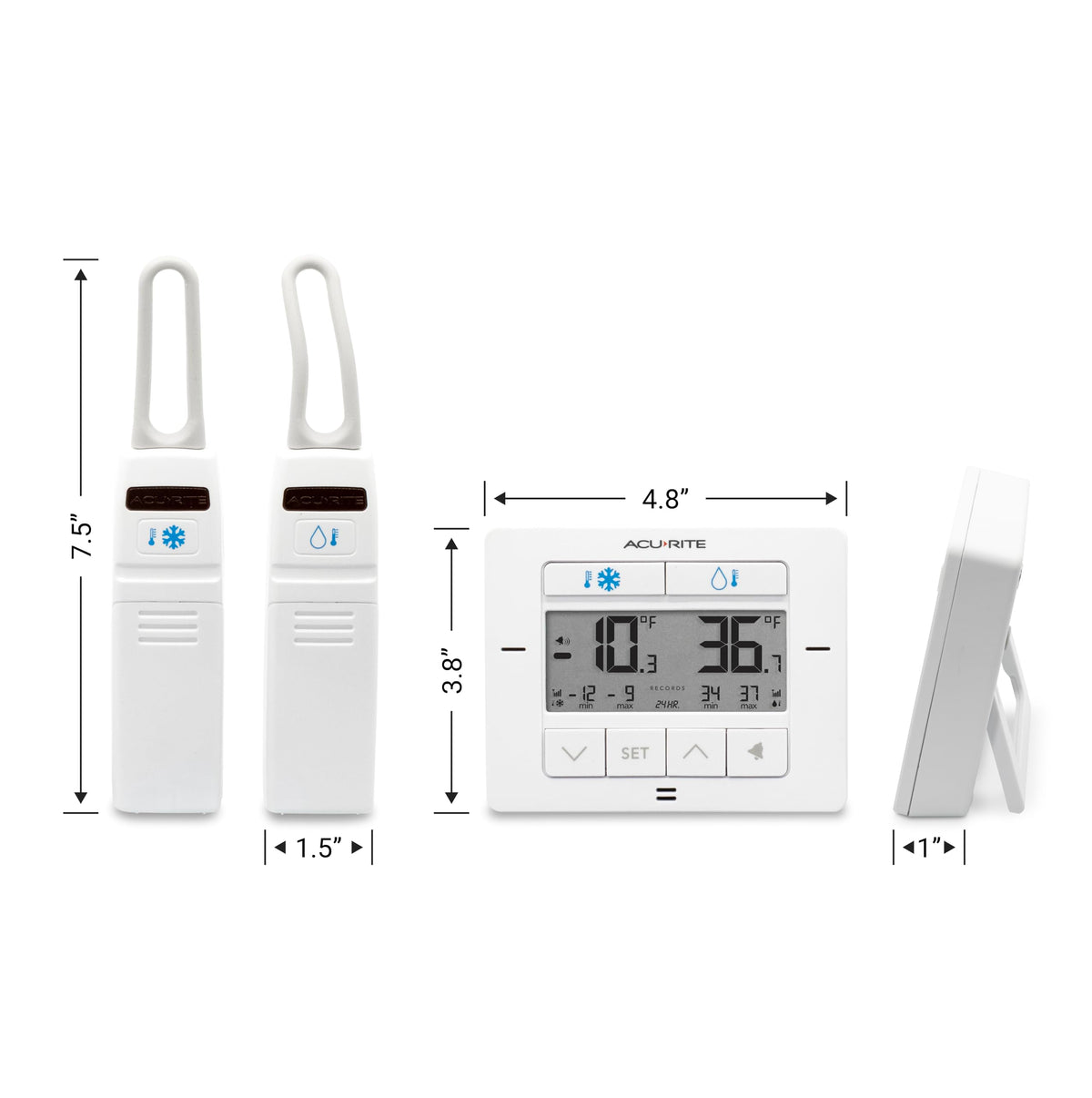 AcuRite silicone sensor straps secure sensors inside shelves or on wire racks.