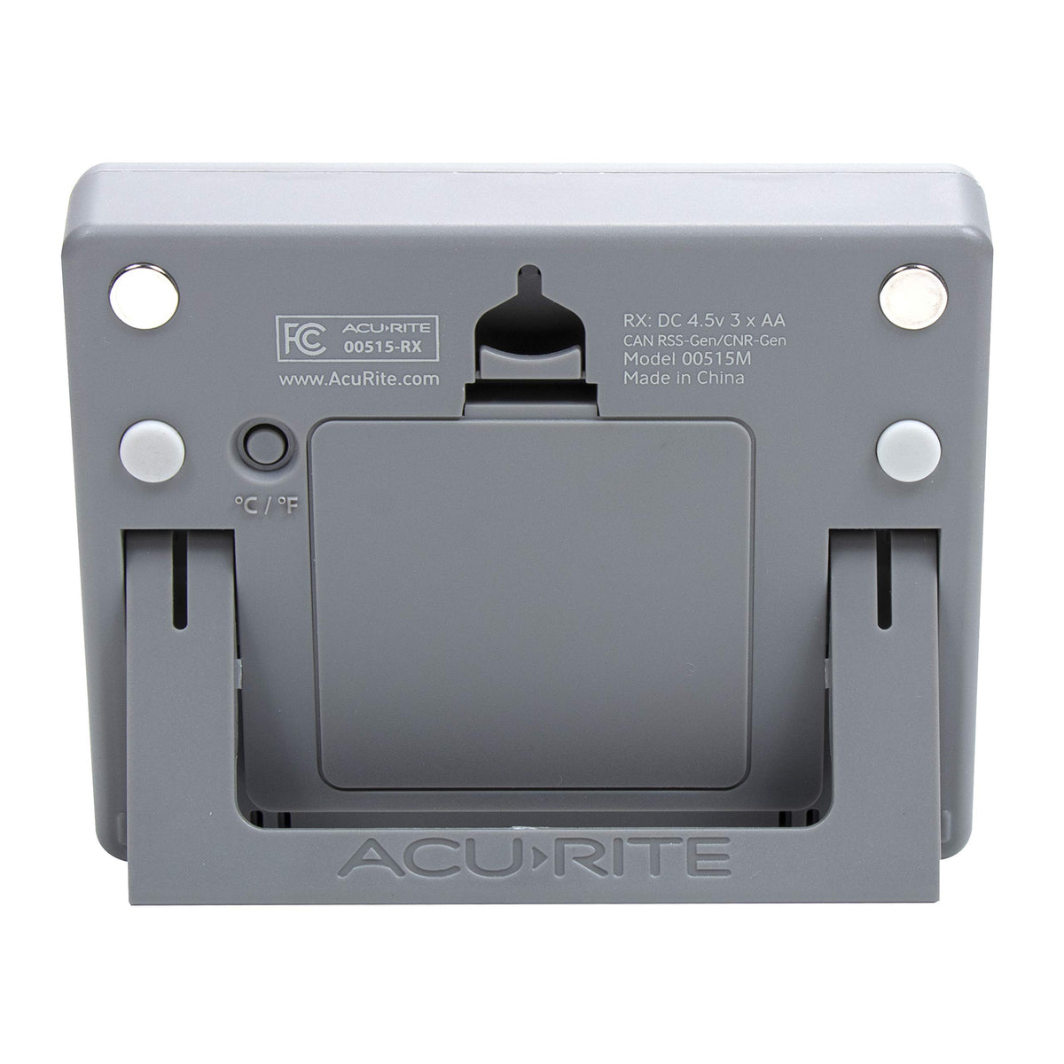 AcuRite wall mount option with keyhole slot for flexible positioning.