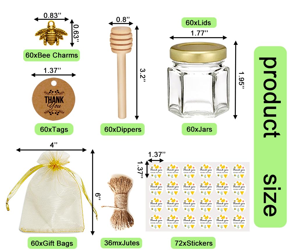 Adabocute bee pendant on jar adds wedding favor detail