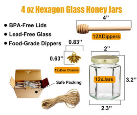 Adabocute glass honey jar with gold lid showing secure spill resistant design