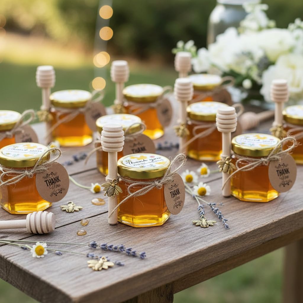 Adabocute honey jar sticker lids personalize baby shower favors