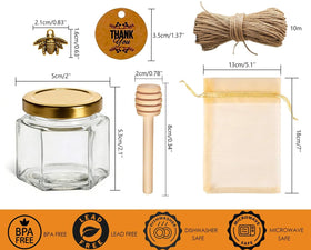 Adabocute honey pot with gold lid for premium presentation