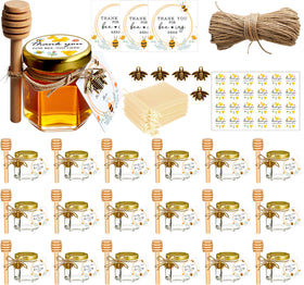 Adabocute mini honey jar with dipper and gold lid for charming bee-themed favors.