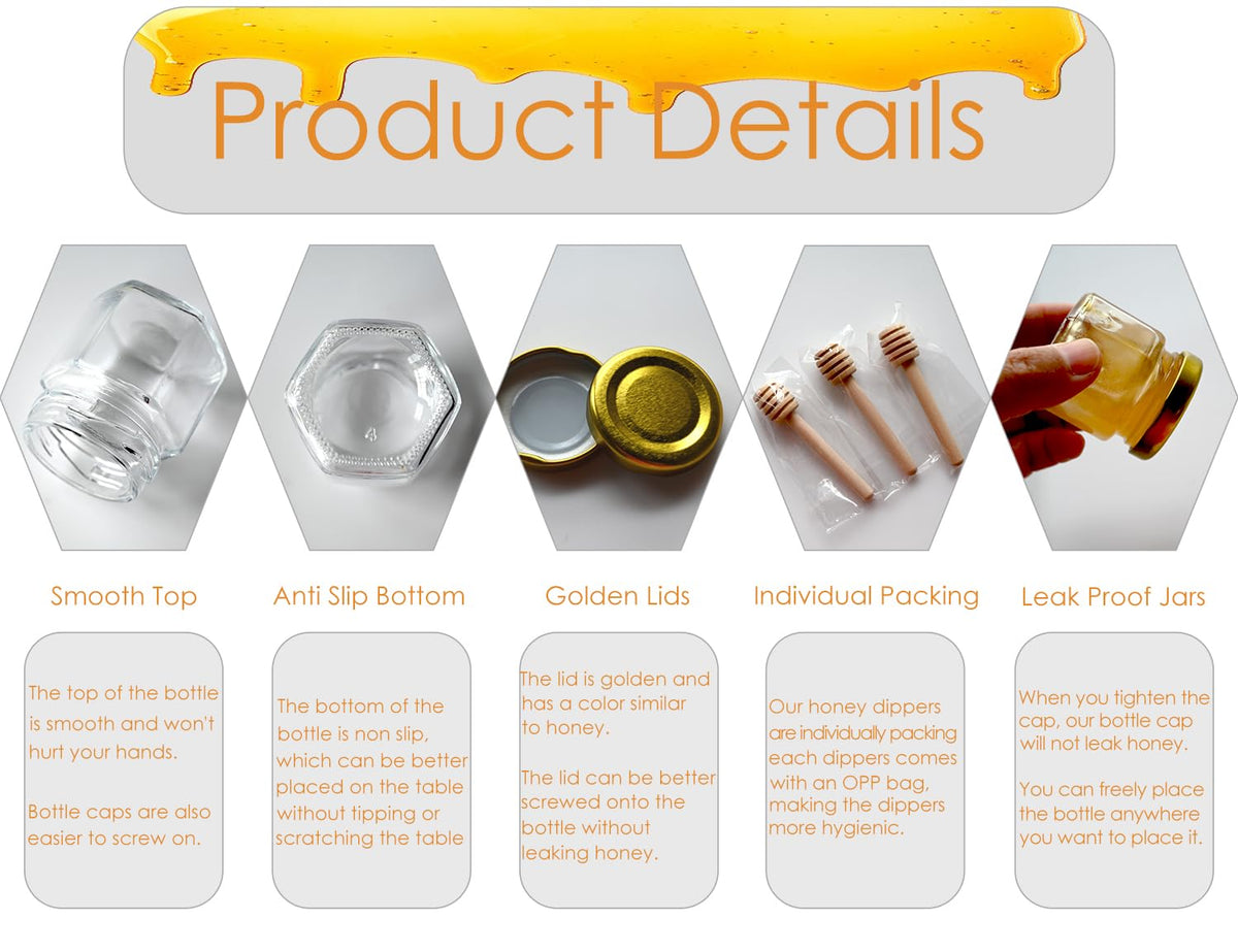 Adabocute wooden dipper included for easy honey serving