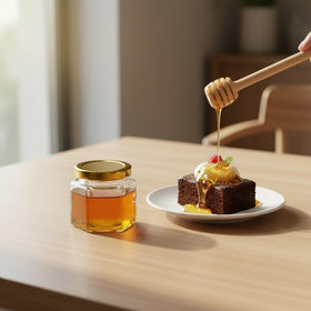 Adabocute wood dipper included for easy honey dispensing