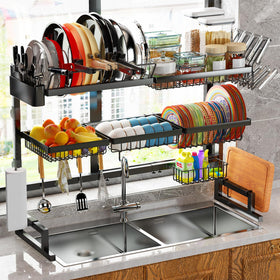 ADBIU kitchen counter organizer keeps drying items neatly within reach.