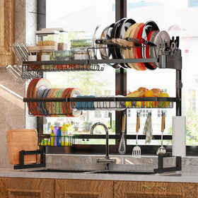 ADBIU over-sink drying rack extends to fit larger sinks and reduces clutter.