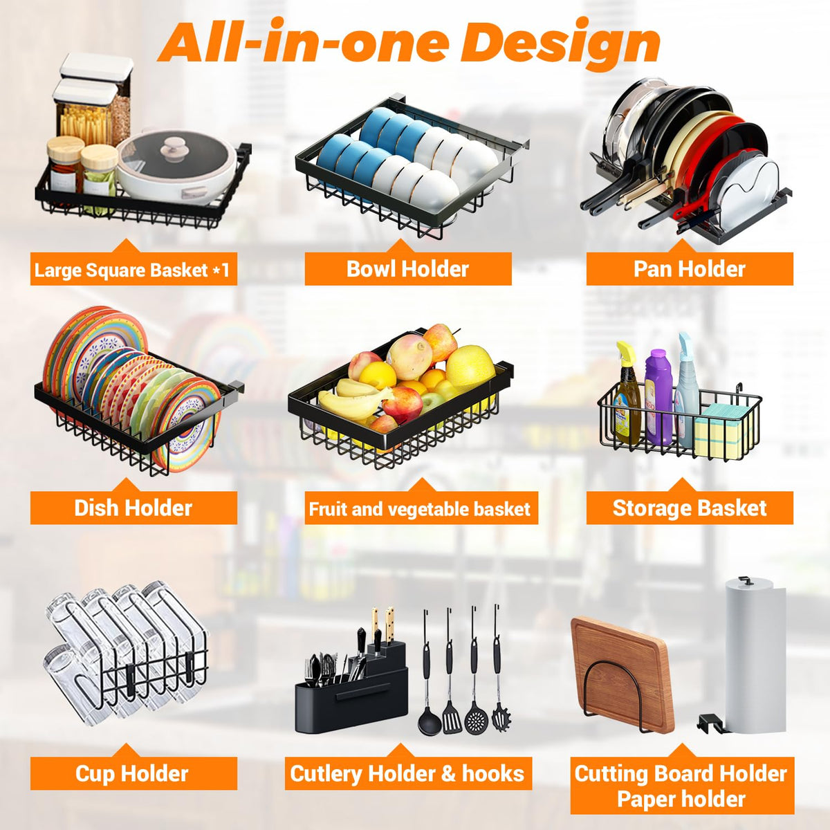 ADBIU heavy-duty rack supports up to 144 lb for everyday use.