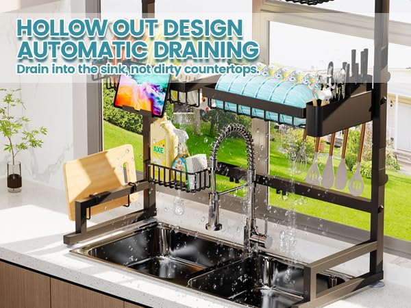 Easy-clean metal ADBIU dish drying rack with sturdy structure