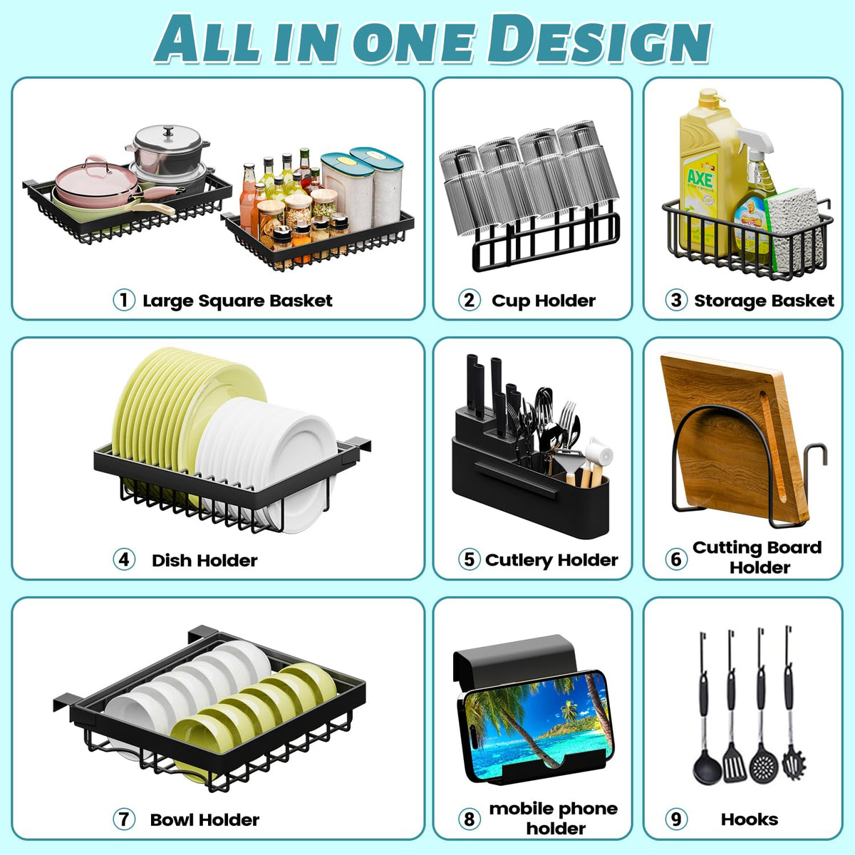 Expandable length feature of ADBIU dish rack from 27 to 37 inches