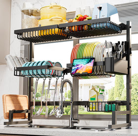 ADBIU over-sink dish rack extended to fit wide sinks for organized drying