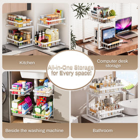 ADBIU under-sink organizer 2-pack bottom drawer opening for storage