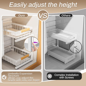 ADBIU under-sink organizer 2-pack height adjustment feature
