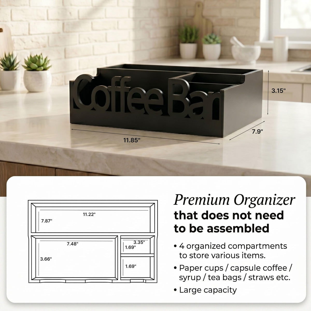 ADDFIT HOUSE Coffee Bar Organizer compact design saves counter space