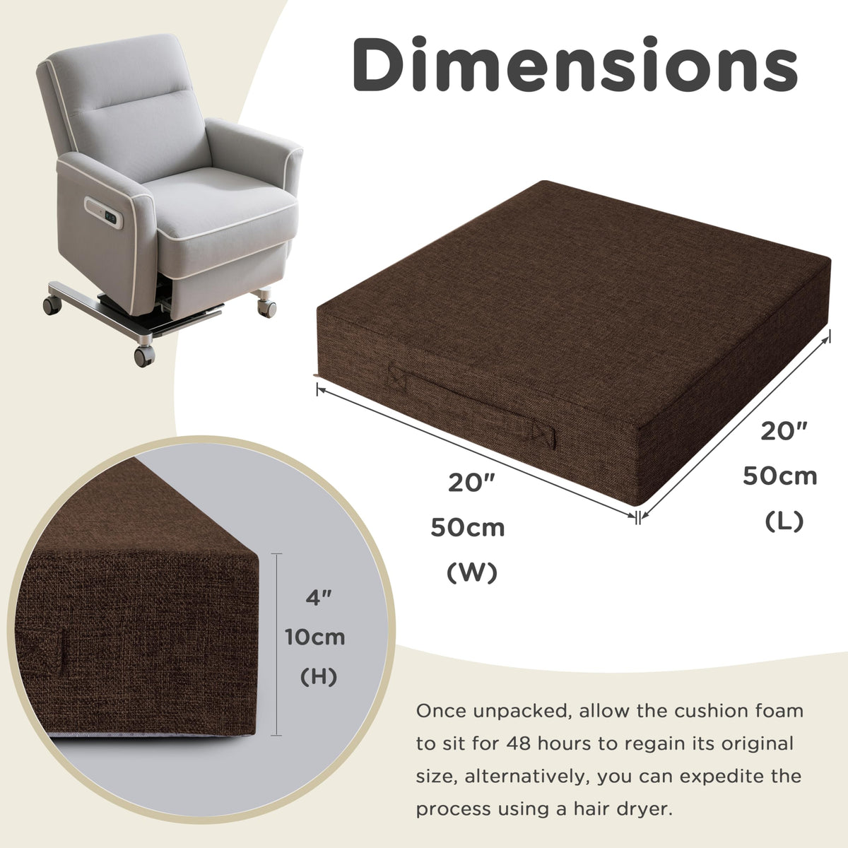 AddGrace cushion non-slip backing keeps the seat pad in place.