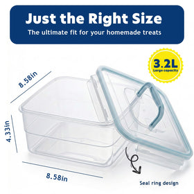 ADECTA 3.2L large square storage containers in blue for muffins or baked goods