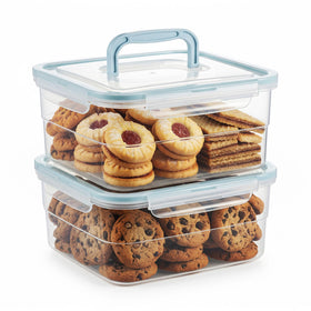 ADECTA cookie containers with airtight lids in blue keep cookies fresh longer