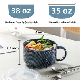 Adewnest ceramic soup bowl with large handle for comfortable gripping during hot servings.