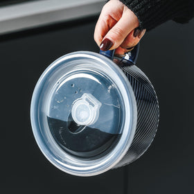 Adewnest navy-striped ceramic bowl design suitable for easy reheating.