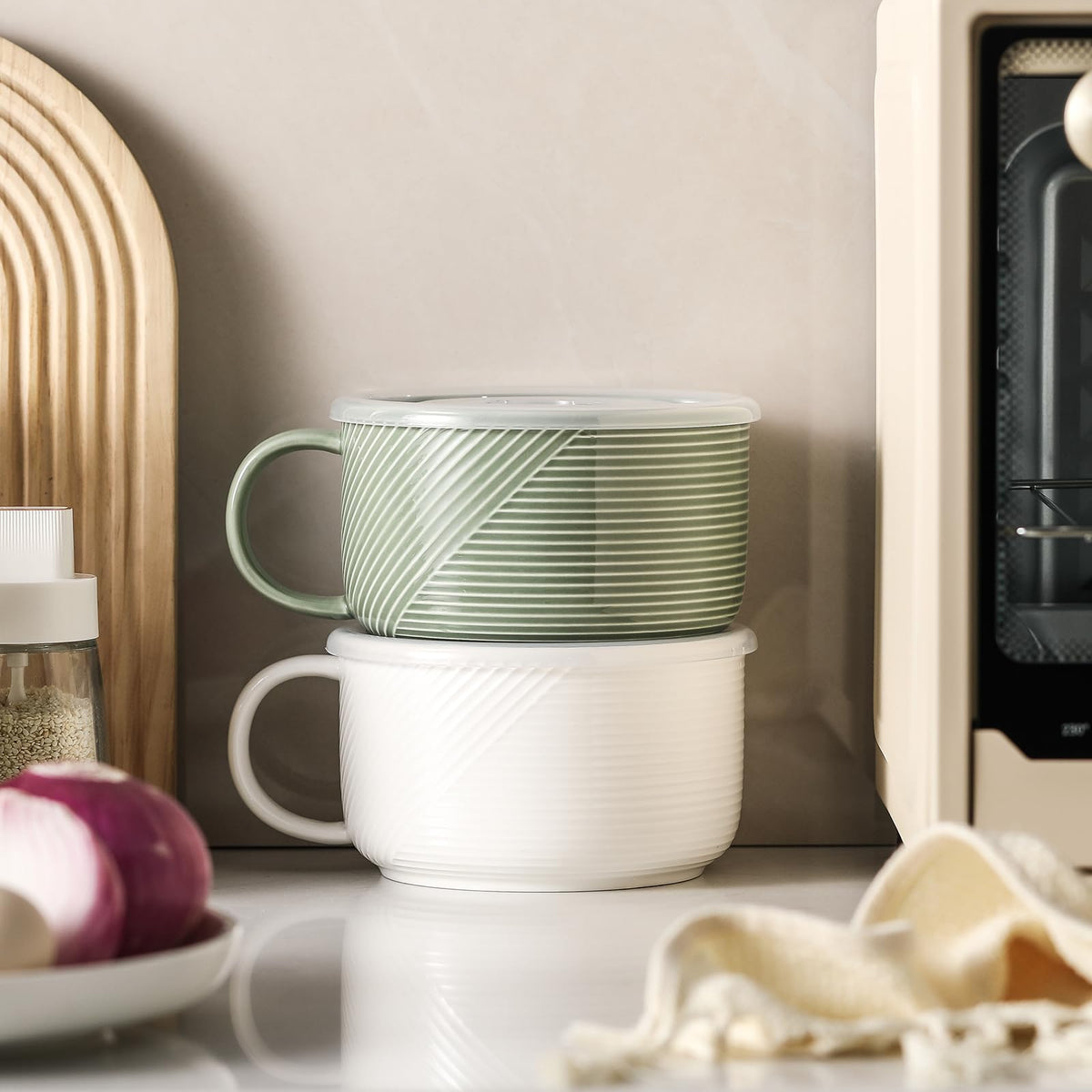Adewnest large handle bowl provides a comfortable, secure grip
