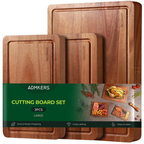 ADMKERS acacia cutting board set top view for precise prep.
