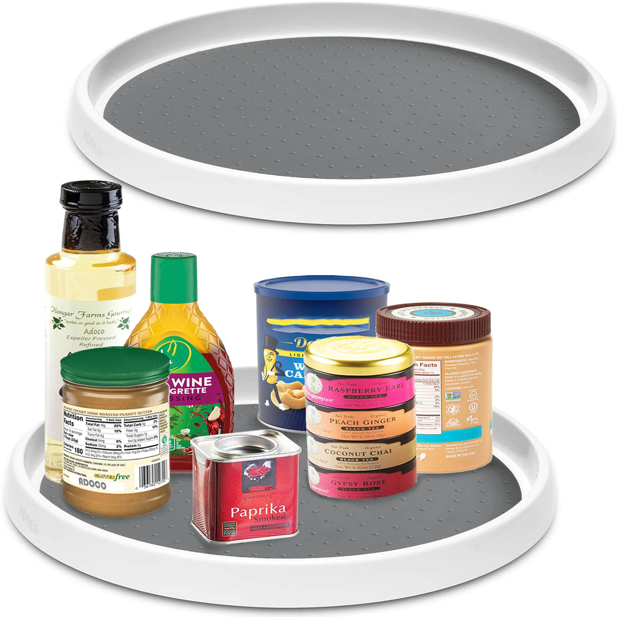 Adoco 12-inch non-skid Lazy Susan top view showing spacious interior.