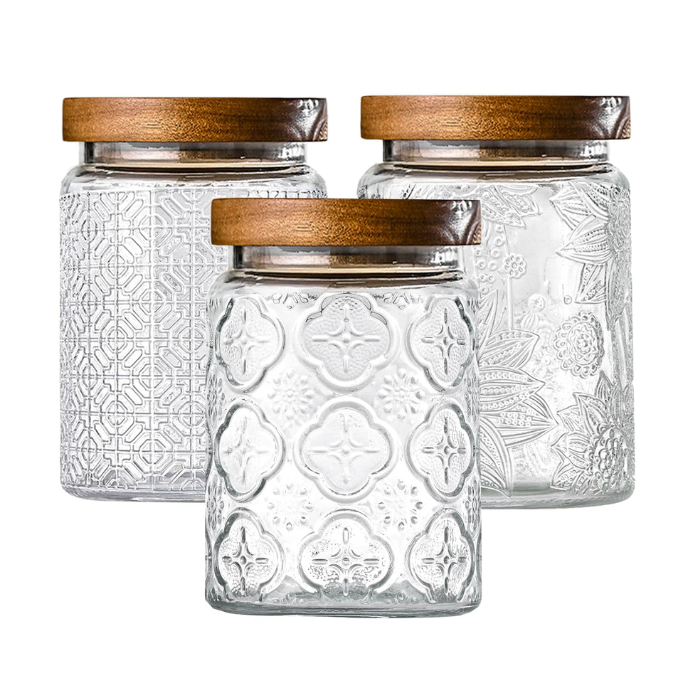 Adodeen 24oz glass jar with airtight lid for pantry storage