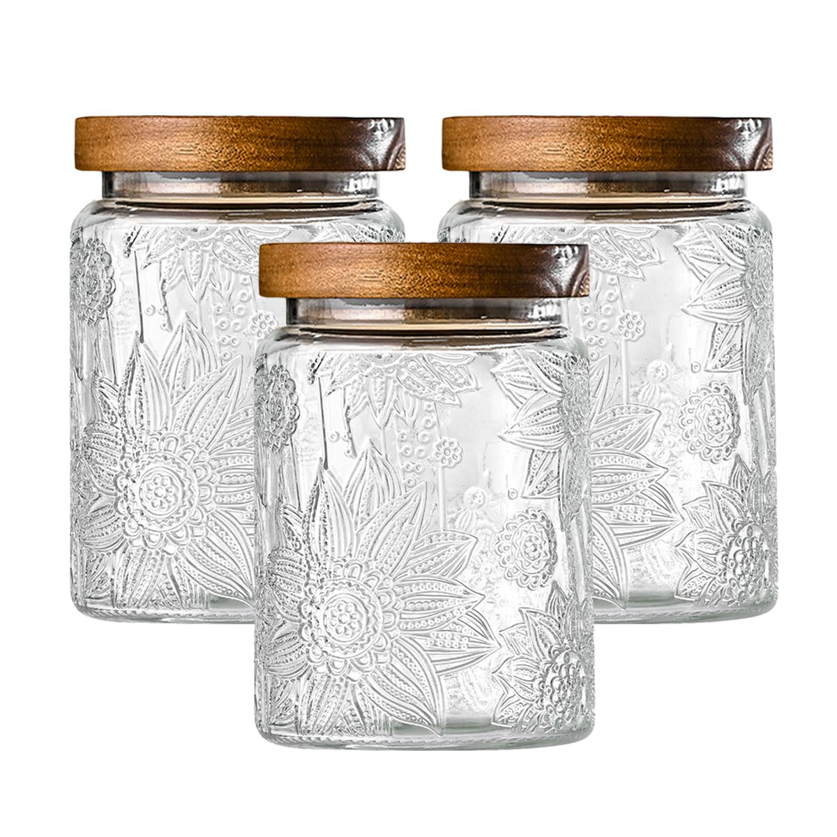 Adodeen 3-pack 24oz vintage glass jar with lid for versatile pantry storage