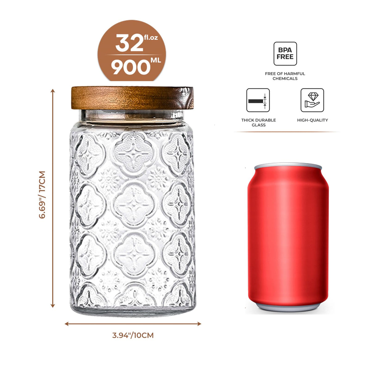 Adodeen airtight-lid pantry jar 32oz keeps ingredients airtight and accessible.