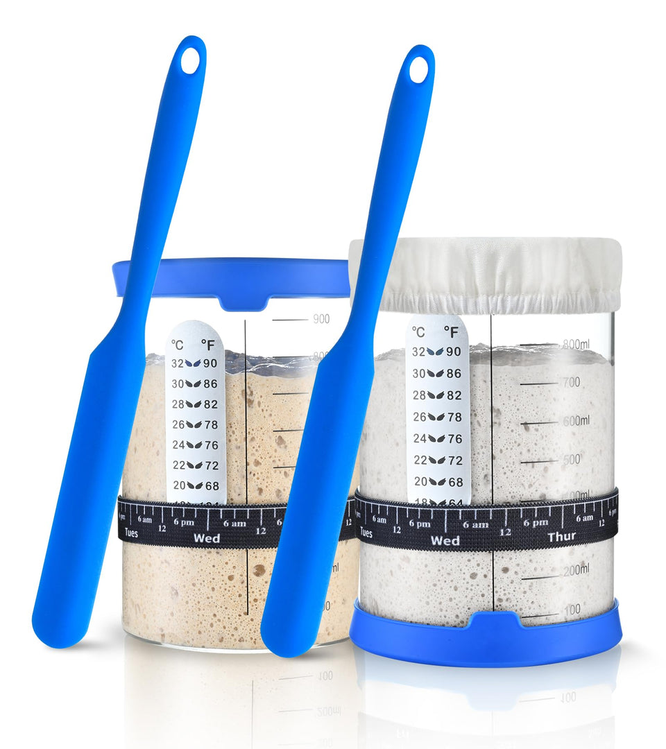 Adodeen two-pack 34oz glass sourdough jars for easy family baking